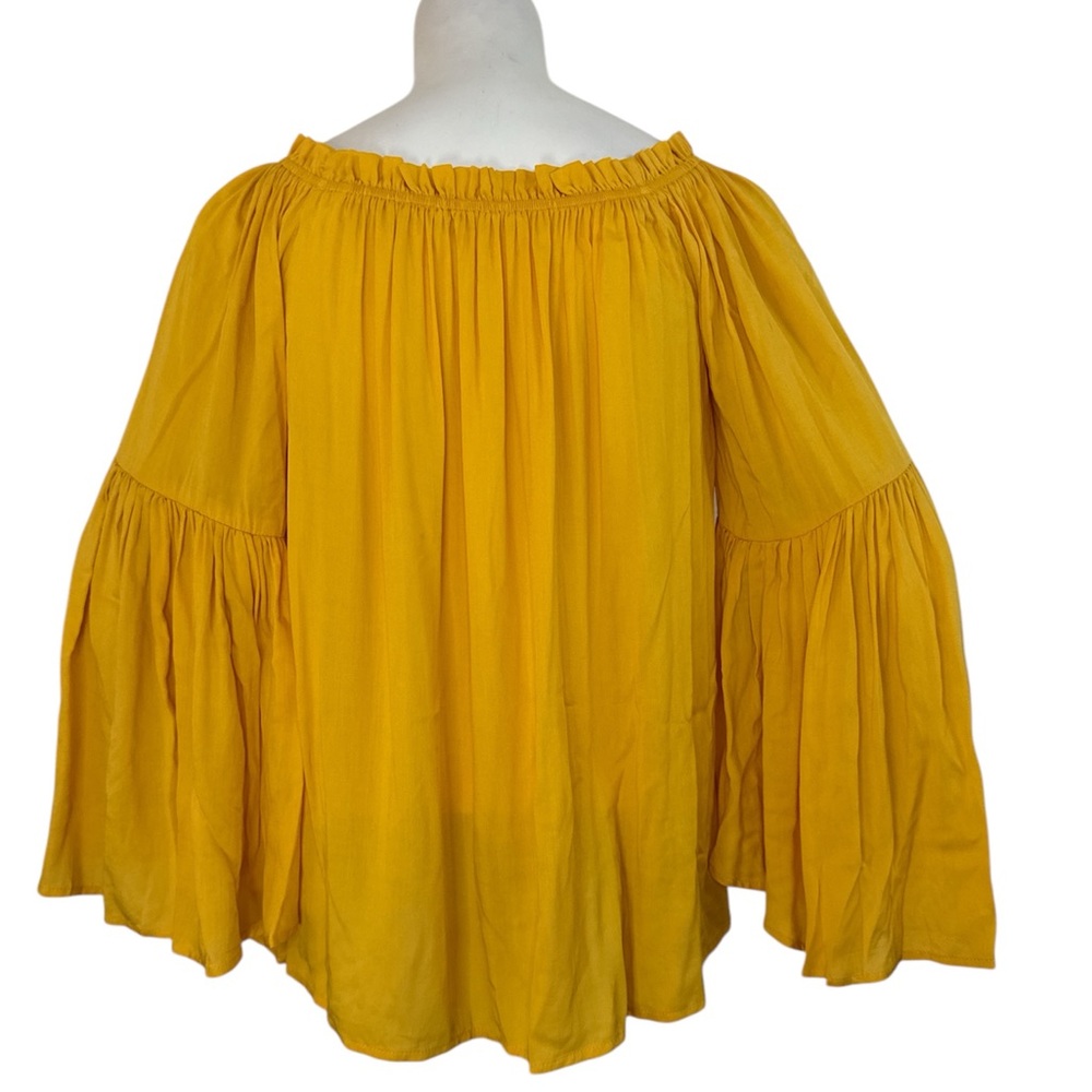 Women's Mustard Yellow Bell Sleeve Top - Picture 2 of 3